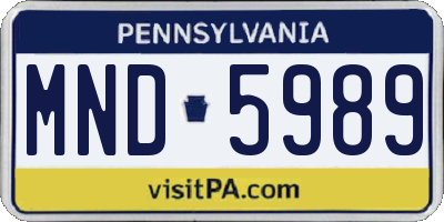 PA license plate MND5989
