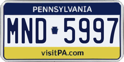 PA license plate MND5997