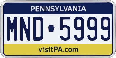 PA license plate MND5999