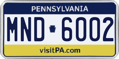 PA license plate MND6002