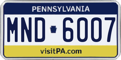 PA license plate MND6007