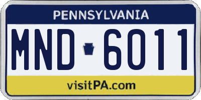 PA license plate MND6011