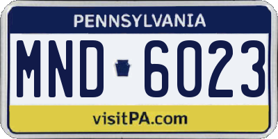 PA license plate MND6023
