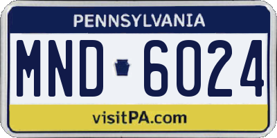 PA license plate MND6024