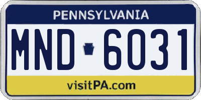PA license plate MND6031