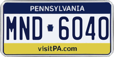 PA license plate MND6040