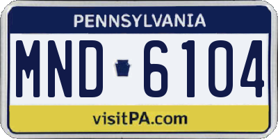 PA license plate MND6104