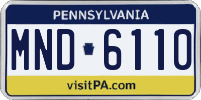 PA license plate MND6110