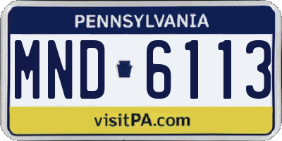 PA license plate MND6113