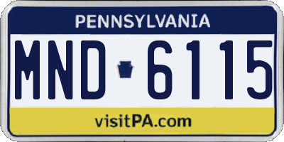 PA license plate MND6115