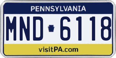 PA license plate MND6118