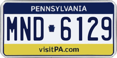 PA license plate MND6129