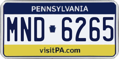 PA license plate MND6265