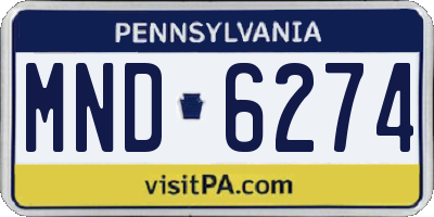PA license plate MND6274
