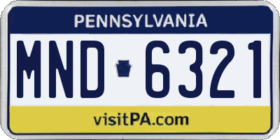 PA license plate MND6321