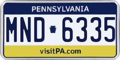 PA license plate MND6335
