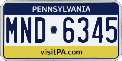 PA license plate MND6345