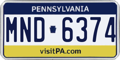 PA license plate MND6374