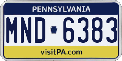 PA license plate MND6383