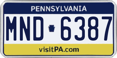 PA license plate MND6387