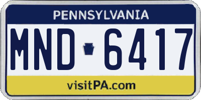 PA license plate MND6417