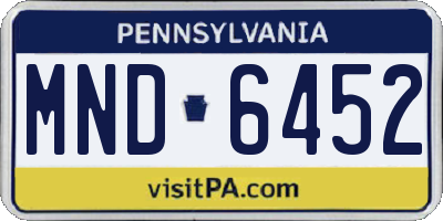 PA license plate MND6452