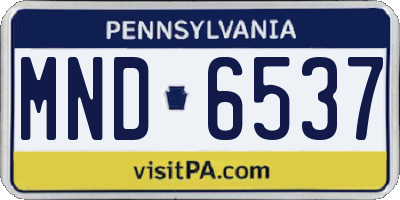 PA license plate MND6537