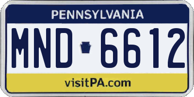 PA license plate MND6612