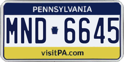 PA license plate MND6645
