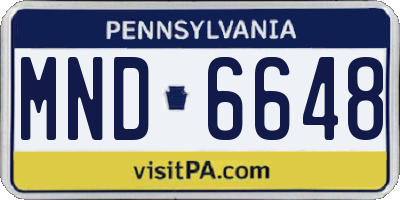 PA license plate MND6648
