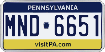 PA license plate MND6651