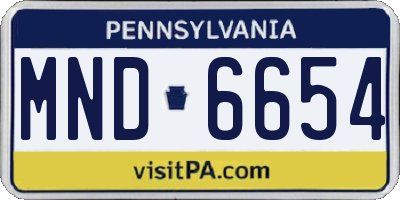 PA license plate MND6654
