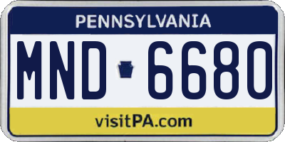 PA license plate MND6680