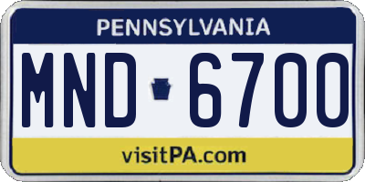 PA license plate MND6700