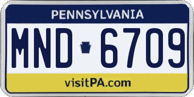 PA license plate MND6709