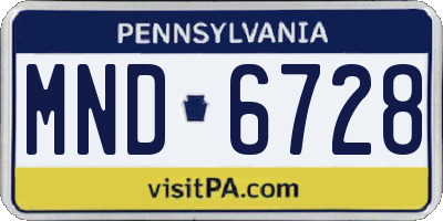 PA license plate MND6728