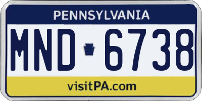 PA license plate MND6738