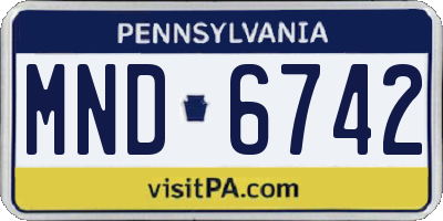 PA license plate MND6742