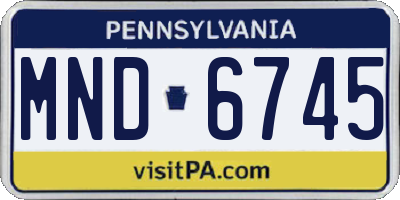 PA license plate MND6745