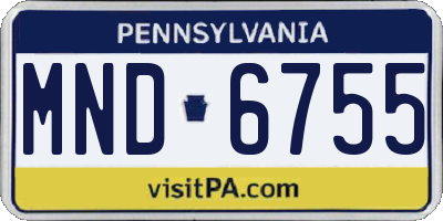 PA license plate MND6755
