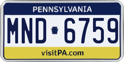 PA license plate MND6759