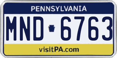PA license plate MND6763