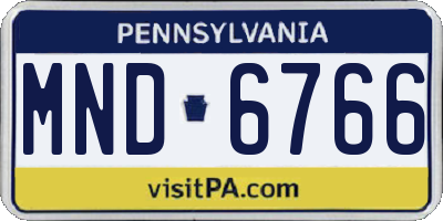 PA license plate MND6766
