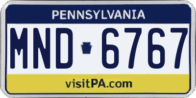 PA license plate MND6767