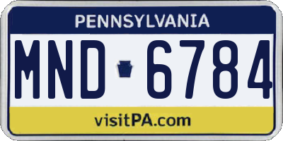 PA license plate MND6784