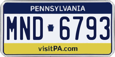 PA license plate MND6793