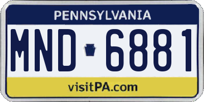 PA license plate MND6881