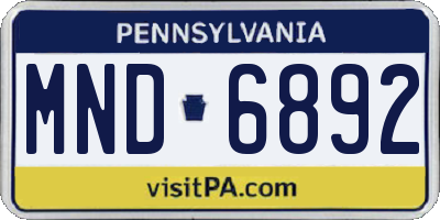 PA license plate MND6892