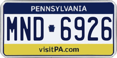 PA license plate MND6926