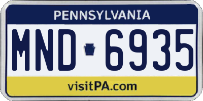 PA license plate MND6935